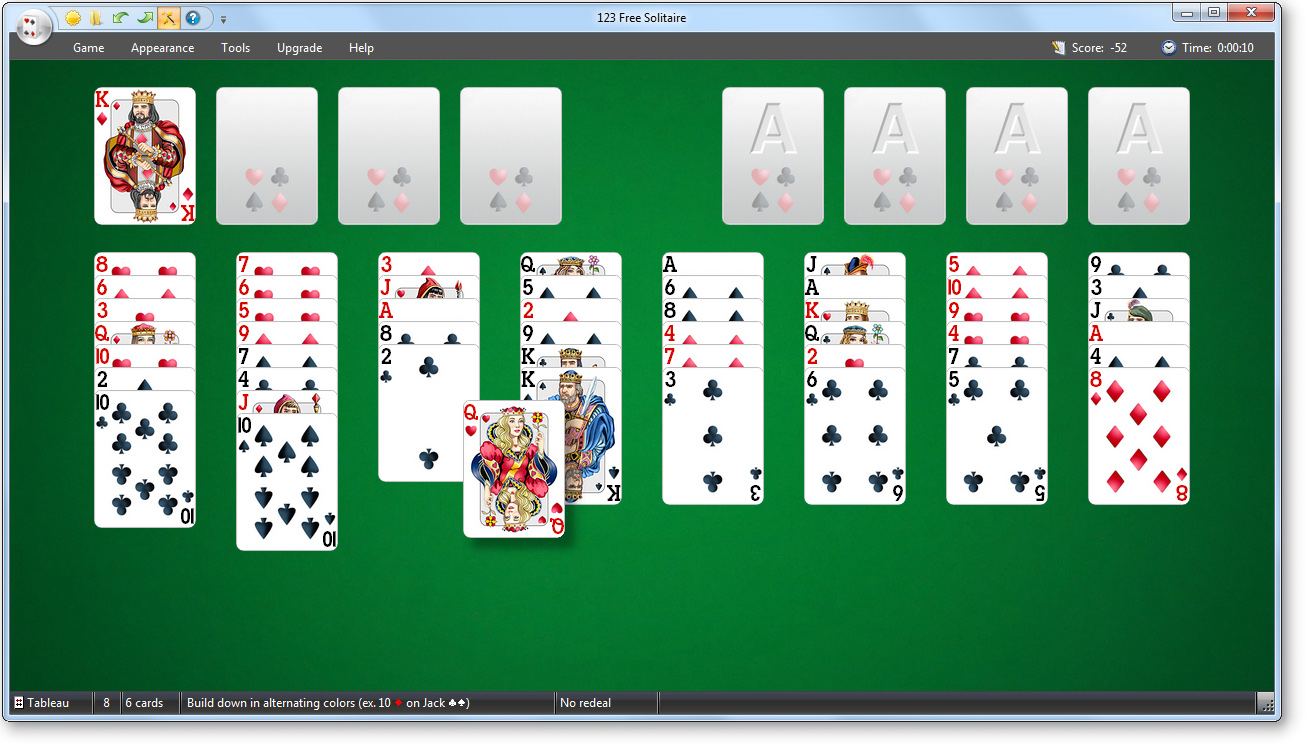 Screenshot vom Programm: 123 Free Solitaire