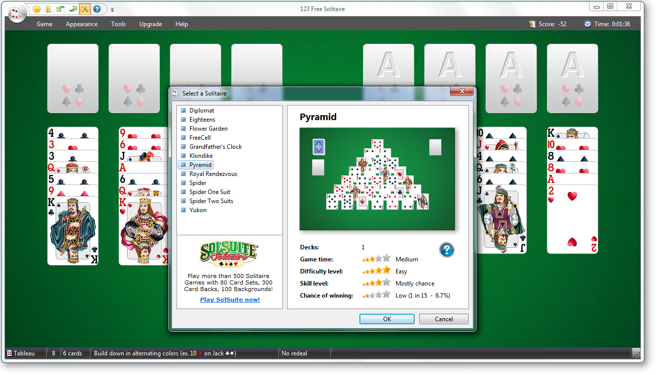 123 Free Solitaire - Select a Solitaire screenshot